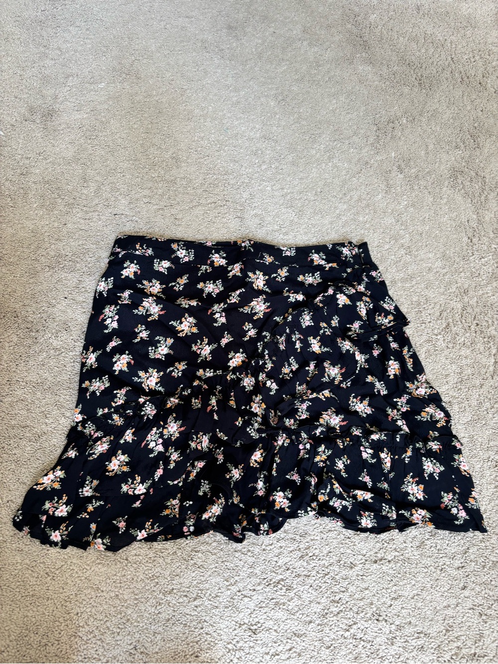 Topshop Black Floral Tiered Mini Skirt